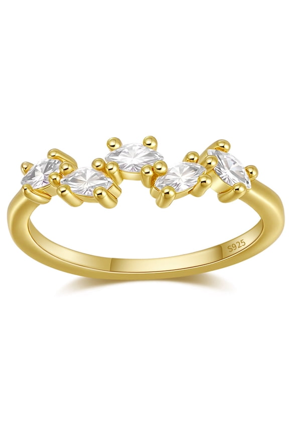 Maris Half Eternity Ring for Women Sterling Silver CZ Anniversary Wedding Band Stackable by Ginger Lyne