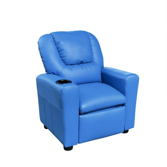 Cribs Marisa 23" Blue PU Leather Recliner Chair with Cupholder,Youth Desk and Chair Set