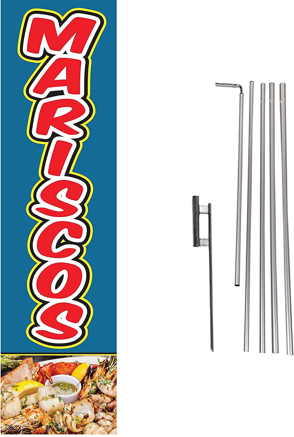 Spanish Sign Posts Mariscos Seafood Spanish Sign Outdoor Advertising Rectangle Feather ...