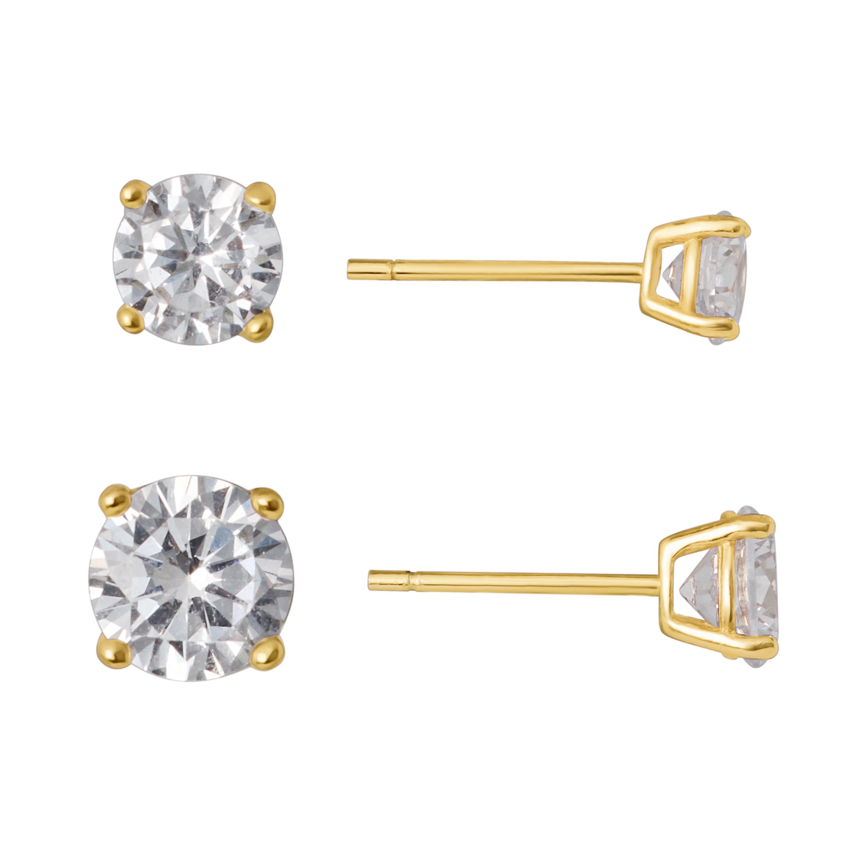 Marisol & Poppy Cubic Zirconia 2-Piece Stud Earrings Set in Gold over Sterling Silver for Women & Teens