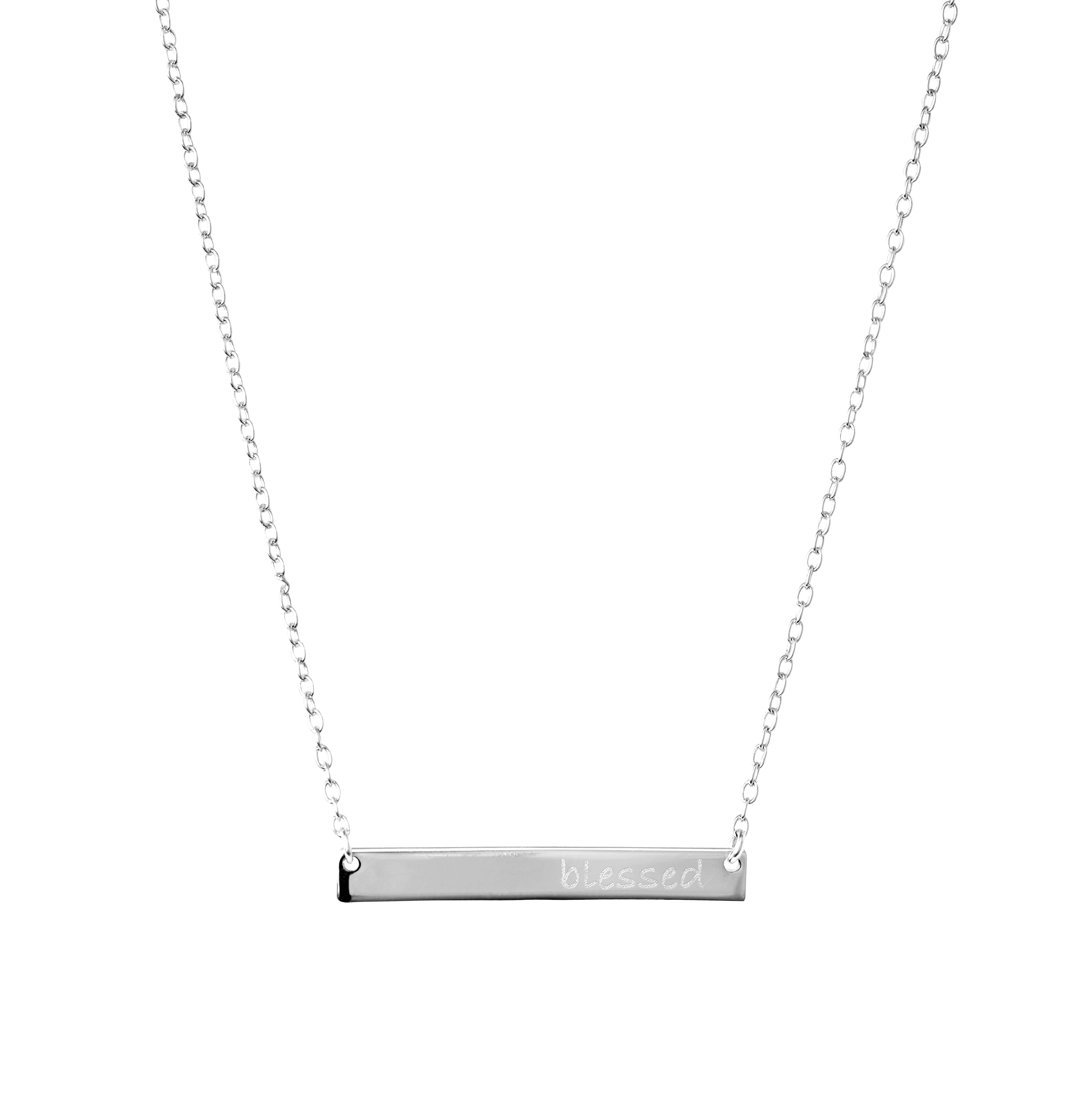Marisol & Poppy Sterling Silver Blessed Bar Necklace For Women & Teens, 16" + 2" Extender