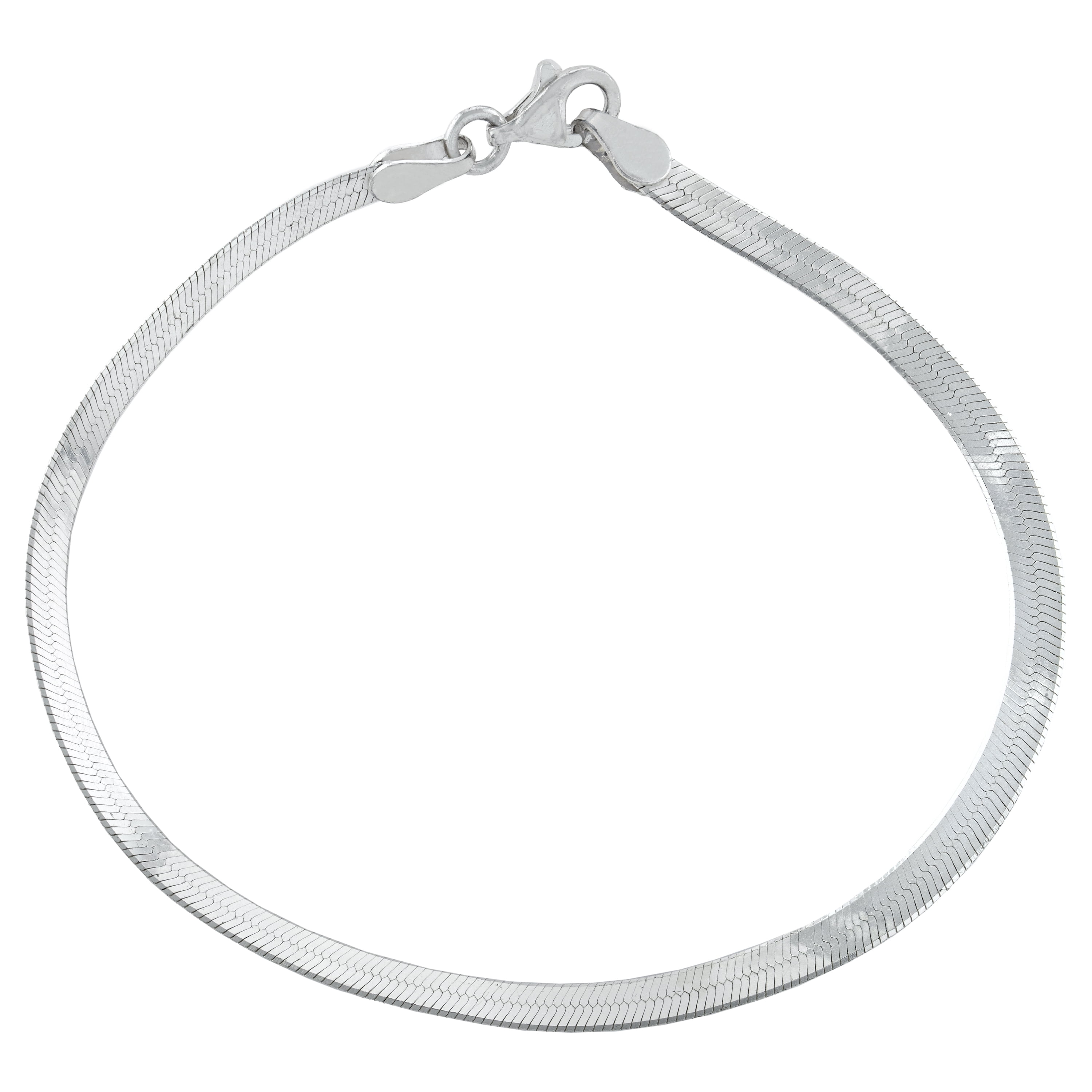 Marisol & Poppy Sterling Silver Herringbone Chain Bracelet 7.5" For Women & Men, Adults & Teens