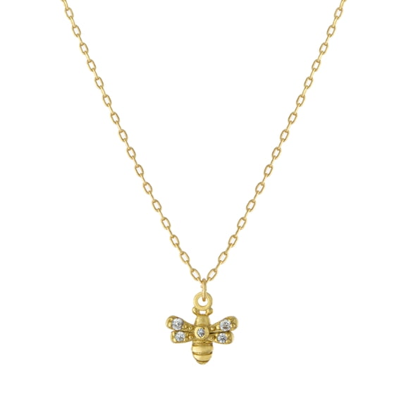 Marisol & Poppy CZ Bee Necklace in Gold over Sterling Silver for Women, Teen