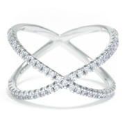 Marisol & Poppy CZ Criss Cross Ring in Sterling Silver for Women