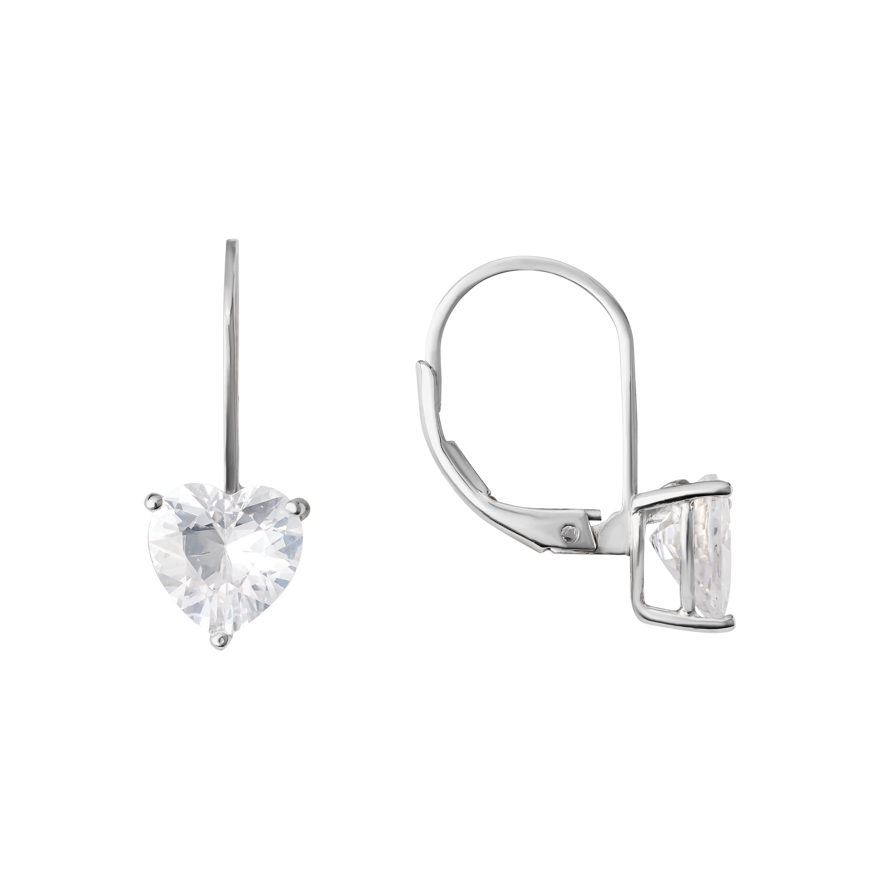 Marisol & Poppy Cubic Zirconia Lever Back Drop Earrings in Sterling Silver for Women