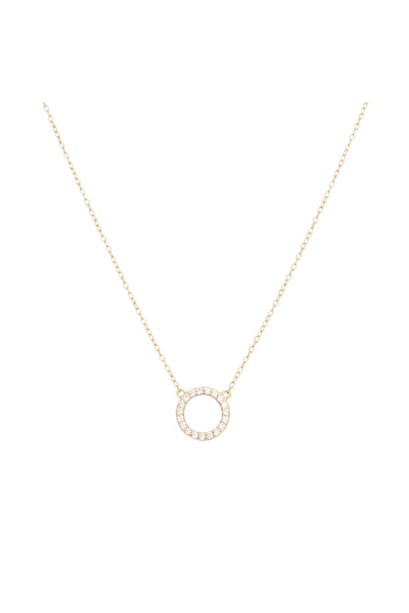 Cubic Zirconia Open Circle Pendant Necklace In Gold Over Sterling Silver For Women & Teens, 16" + 2" Extender