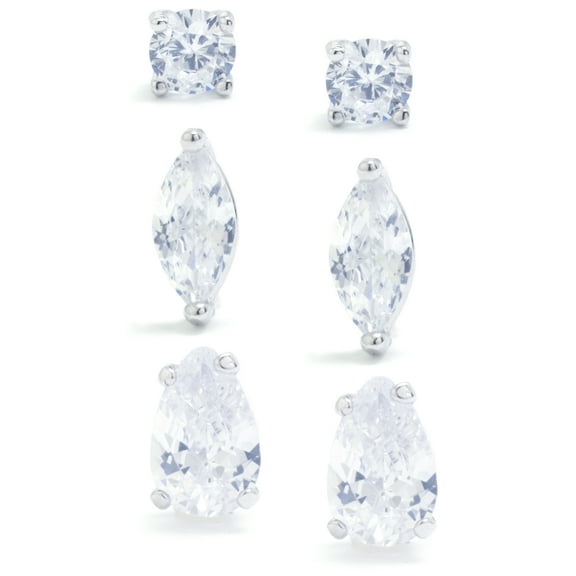 Marisol & Poppy CZ Studs Set in Sterling Silver for Women, Teen, Unisex