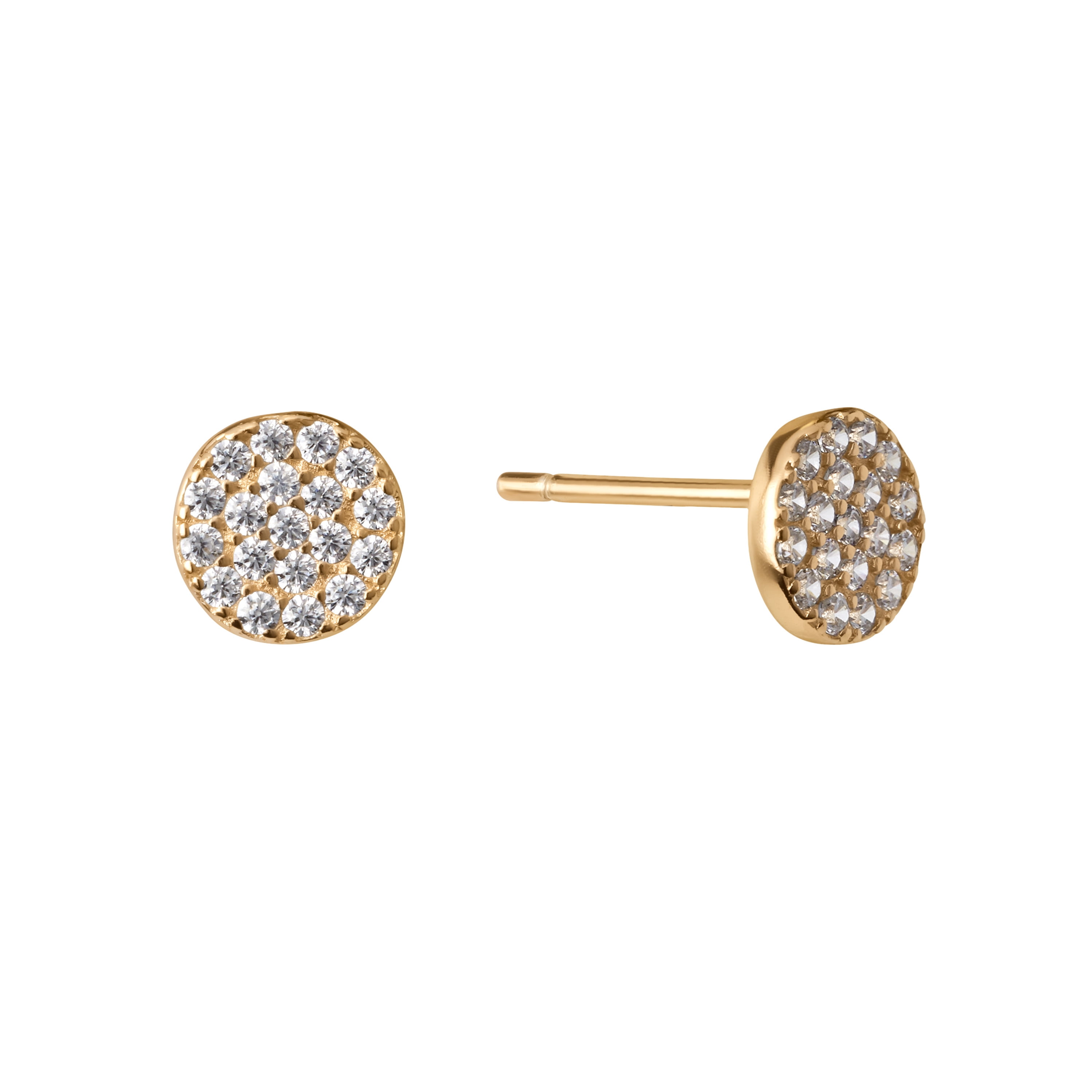 Marisol & Poppy Cubic Zirconia Pave Circle Stud Earrings in Gold over Sterling Silver for Women & Teens, Post Friction Backing