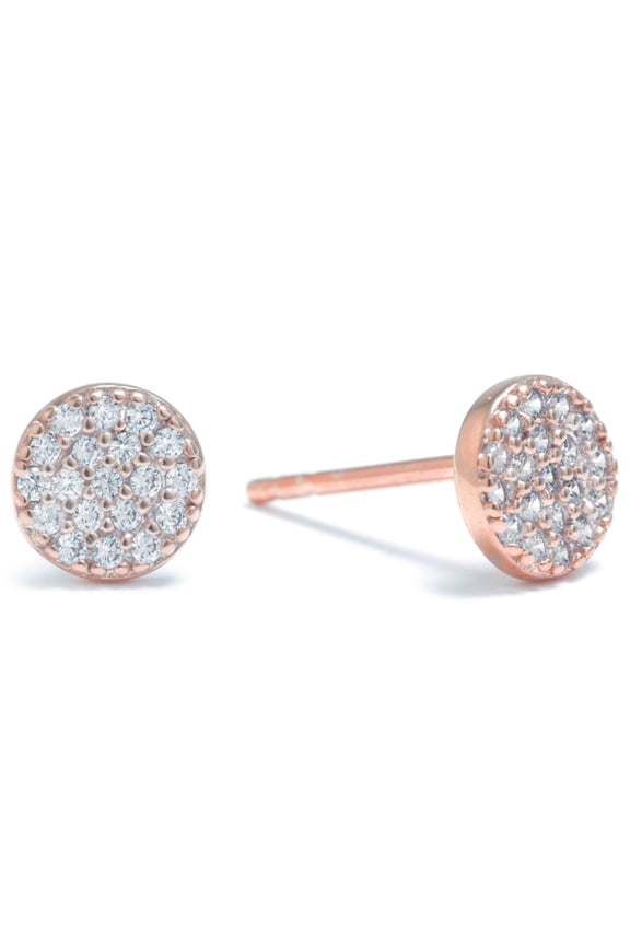 Circle CZ Studs in Sterling Silver for Women, Teen, Unisex