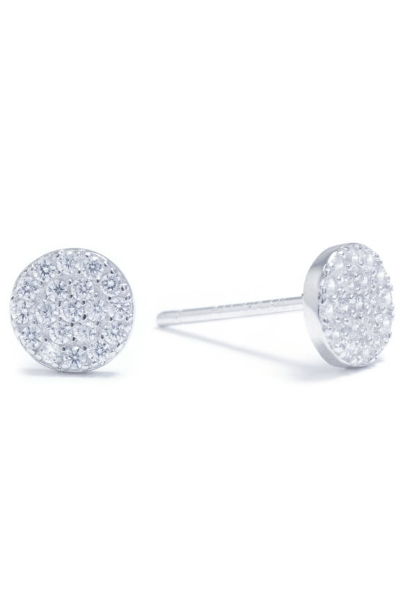 Circle CZ Studs in Sterling Silver for Women, Teen, Unisex