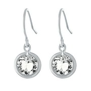 Marisol & Poppy Clear Crystal Bezel Earrings in Sterling Silver for Women, Teen