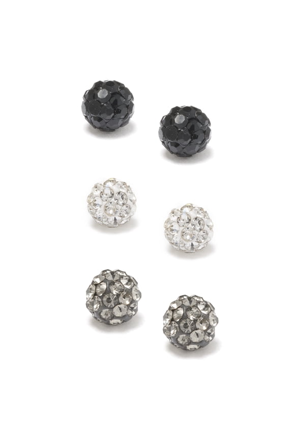Crystal Ball Stud Set in Sterling Silver for Women, Teen, Unisex