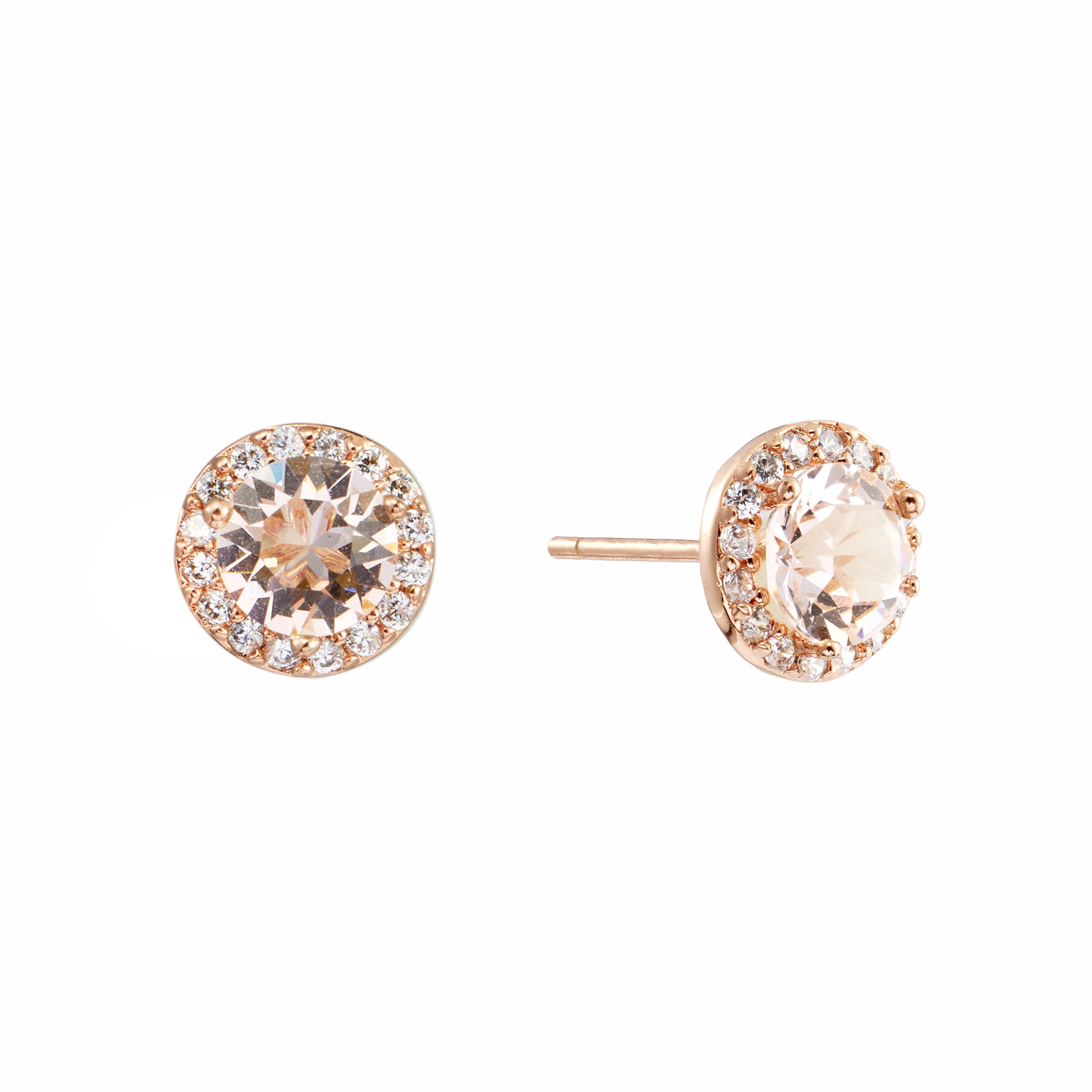 Marisol & Poppy Crystal & Cubic Zirconia Pave Circle Stud Earrings in Rose Gold over Sterling Silver for Women & Teens