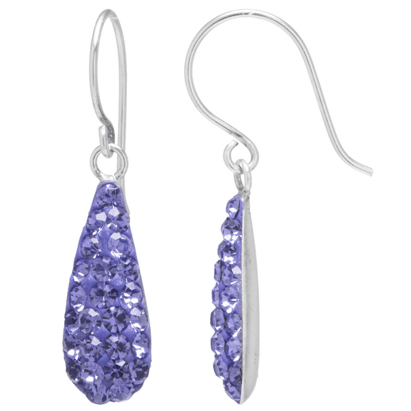 Marisol & Poppy Drop Pave Crystal Earrings in Sterling Silver for Women