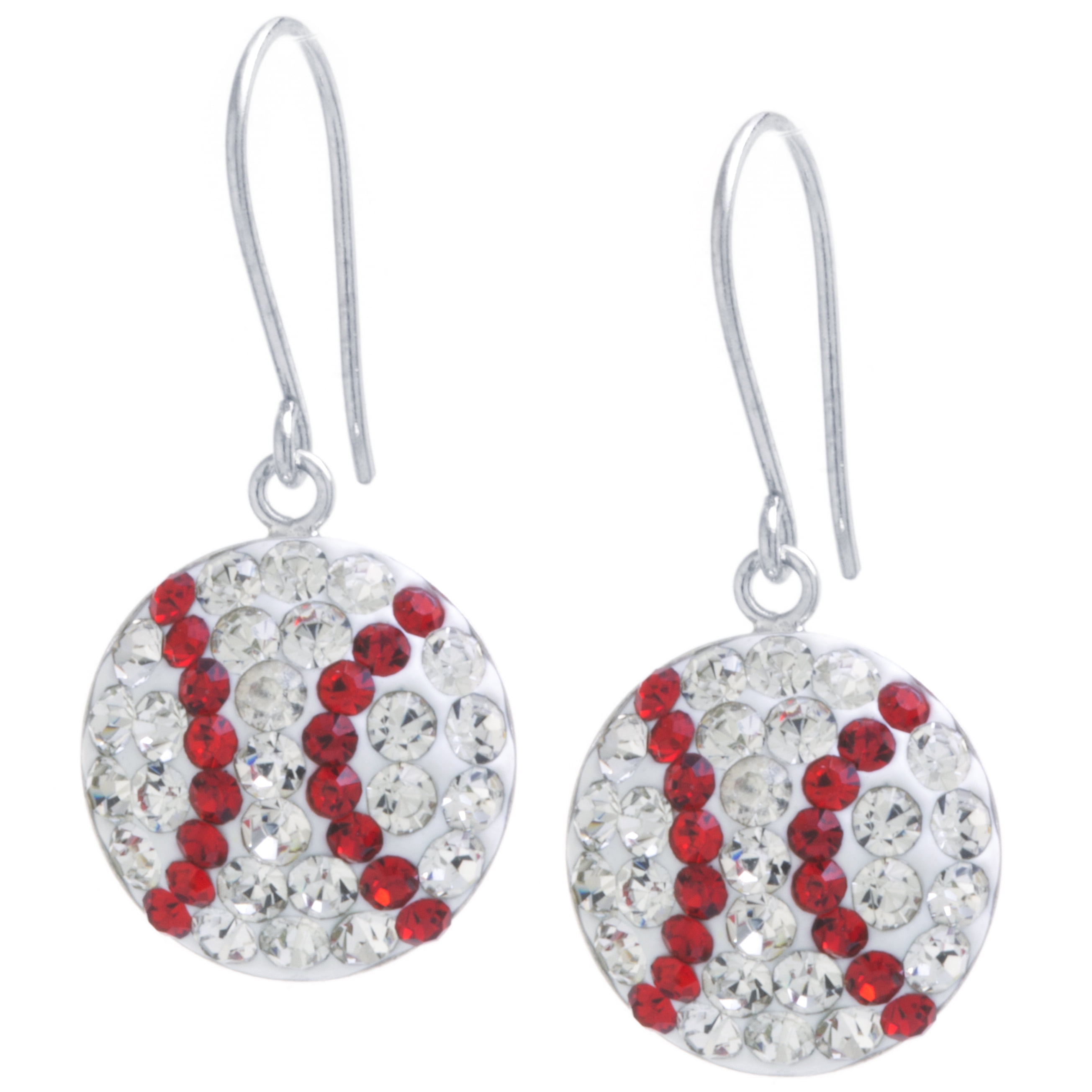 Marisol & Poppy Fine Sterling Silver Crystal Pave Baseball Drop Earrings