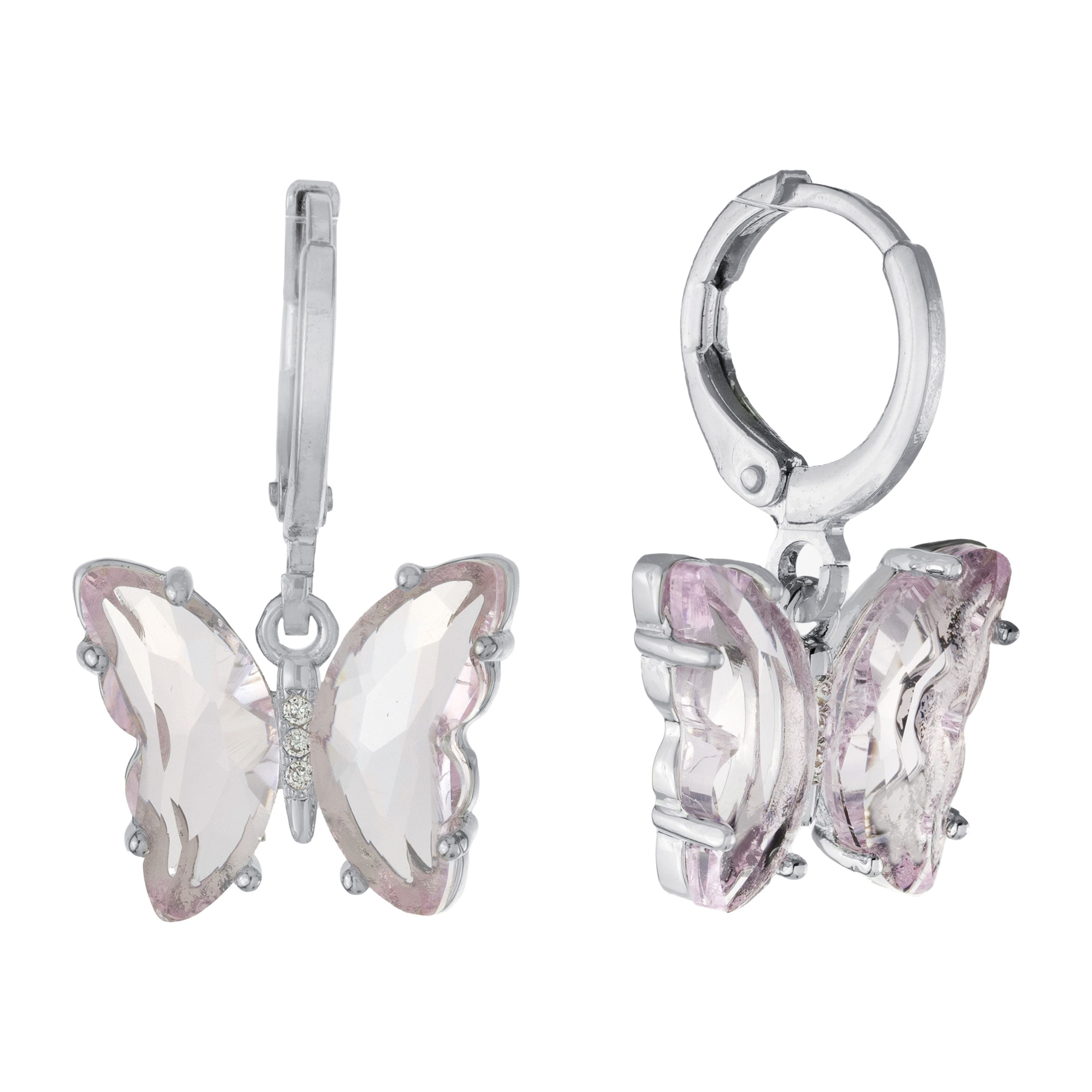 Marisol Poppy Gold Silver Plated Butterfly Huggie Top Earrings