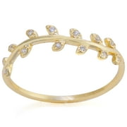 Marisol & Poppy Leaf CZ Band Ring in Gold over Sterling Silver for Women, Teen