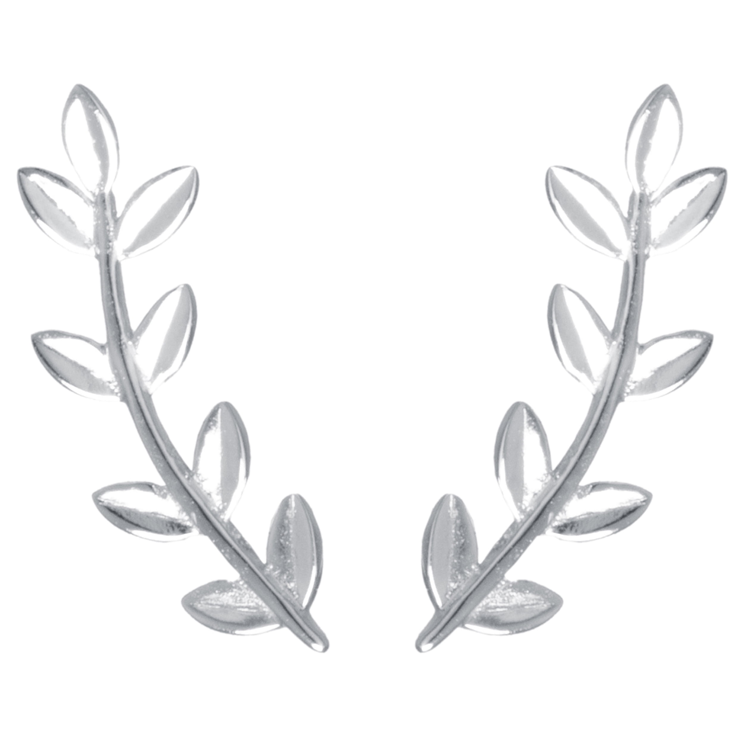 Marisol & Poppy Polished Leaf Ear Climber Earrings in Sterling Silver for Women & Teens, Post Back