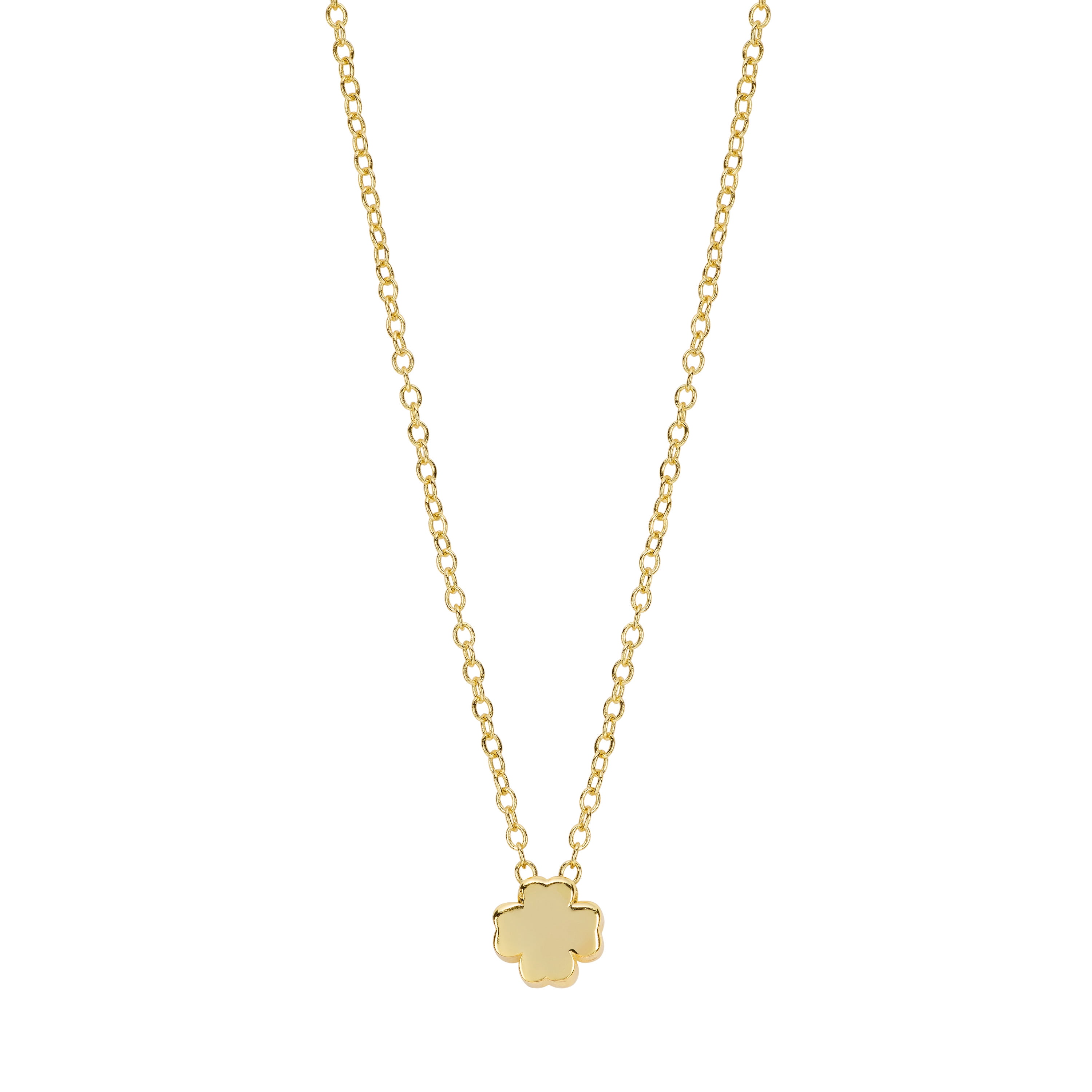 Marisol & Poppy Gold Over Sterling Silver Mini Clover Pendant Necklace For Women & Teens, 16" + 2" Extender