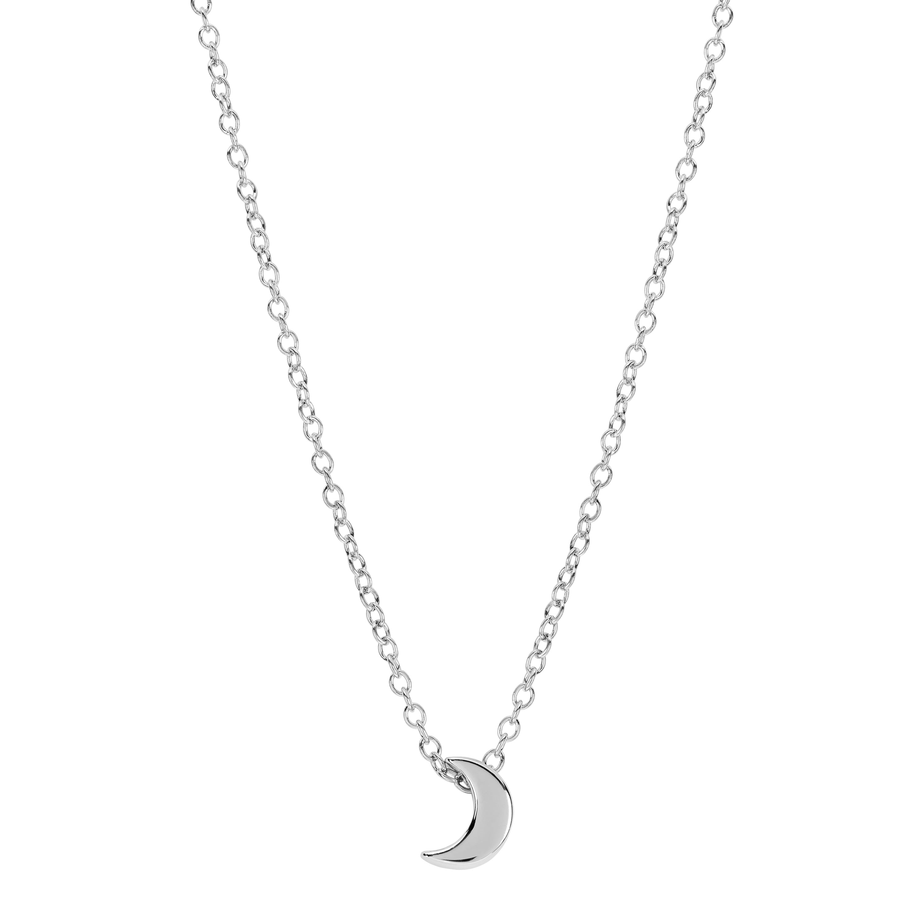 Marisol & Poppy Sterling Silver Mini Half Moon Pendant Necklace For Women & Teens, 16" + 2" Extender
