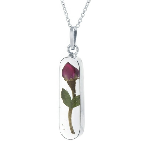 Marisol & Poppy Oval Flower Rose Pendant Necklace 18" in Sterling Silver for Women