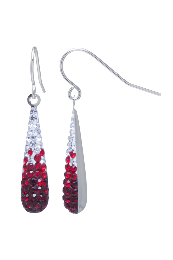 Pave Crystal Earrings in Sterling Silver for Women, Teen.