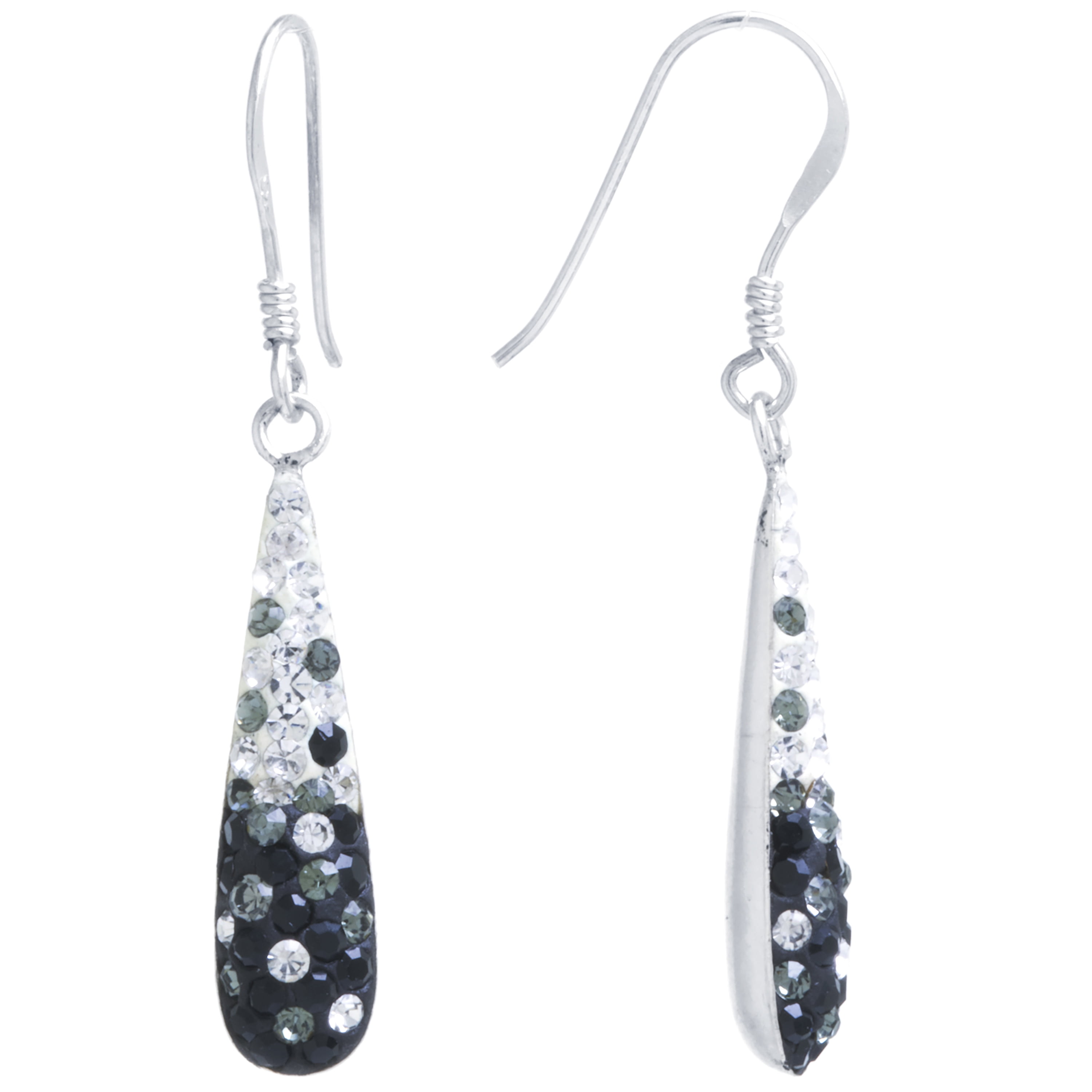Marisol & Poppy Ombre Crystal Teardrop Drop Earrings in Sterling Silver for Women & Teens, Fish Hook Backing