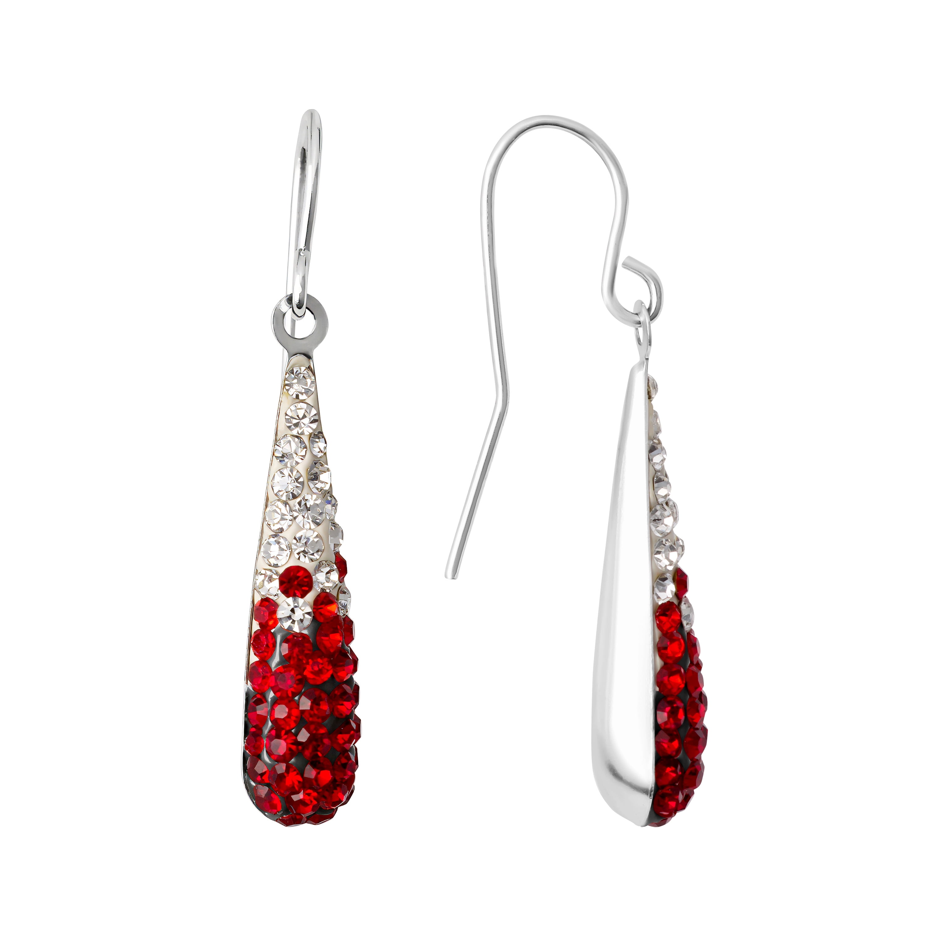 Marisol & Poppy Ombre Red Crystal Teardrop Drop Earrings in Sterling Silver for Women & Teens