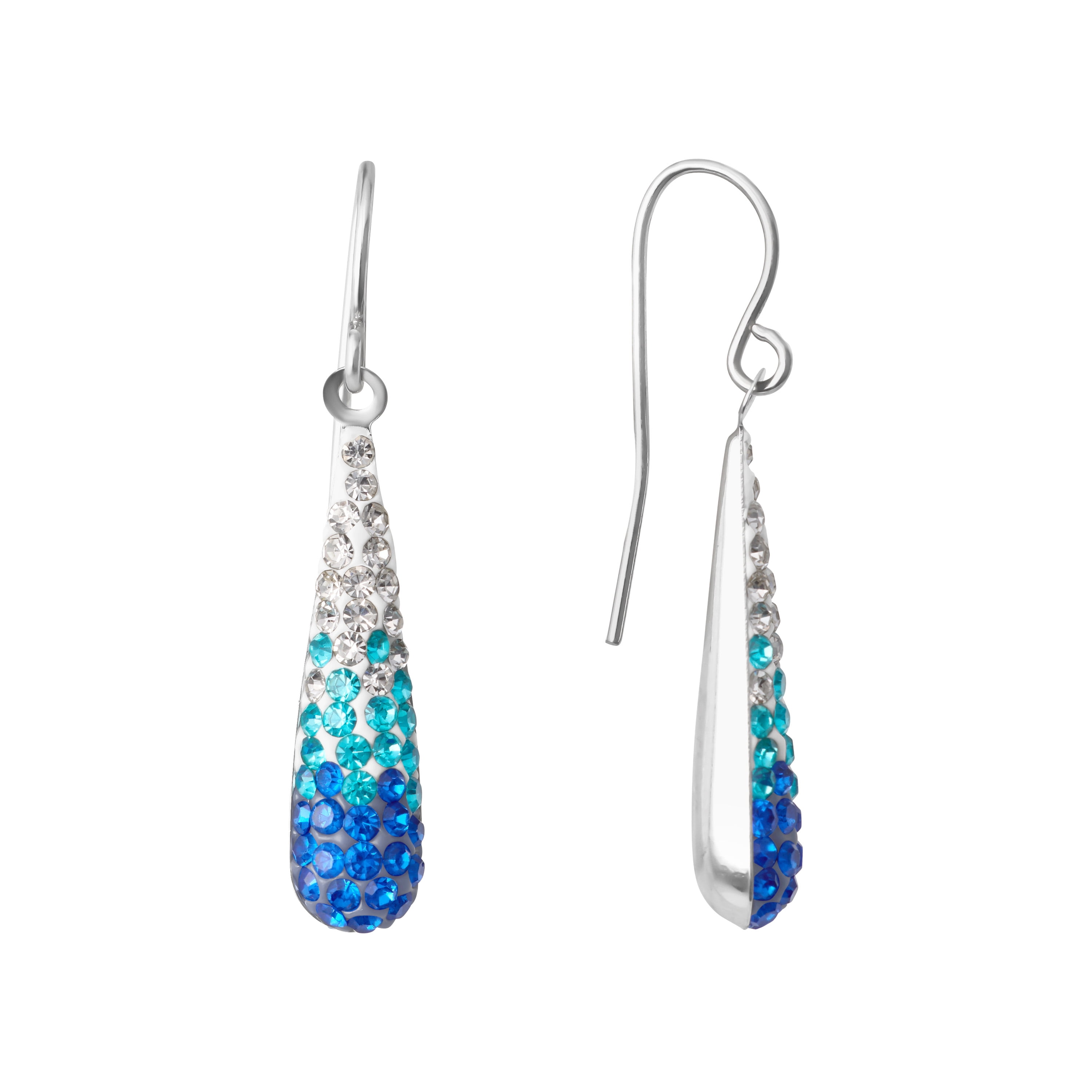 Marisol & Poppy Ombre Blue Crystal Teardrop Drop Earrings in Sterling Silver for Women & Teens