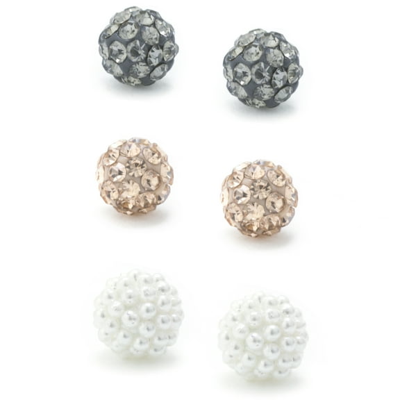 Marisol & Poppy Pave Crystal Studs Set in Sterling Silver for Women, Teen