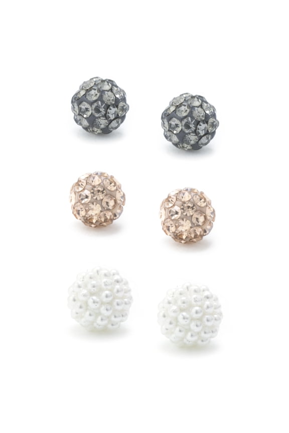 Pave Crystal Studs Set in Sterling Silver for Women, Teen
