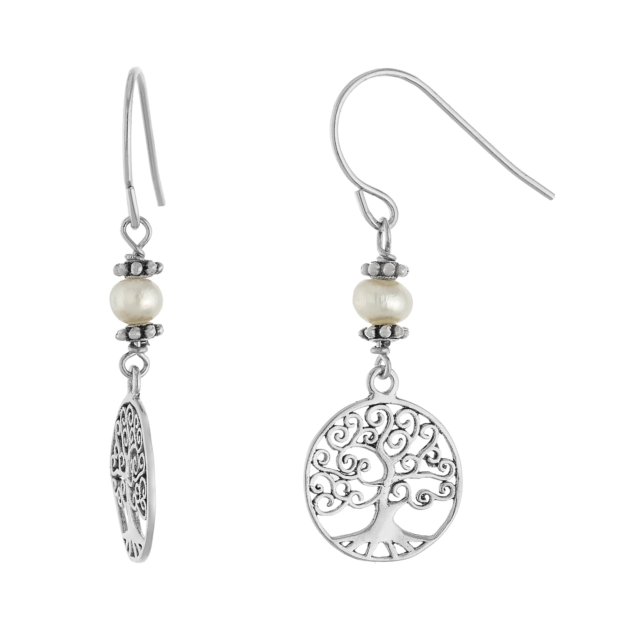 Silver pearls Marisol  Marisol & Poppy CZ and Pearl Earrings in Sterling Silver for Women