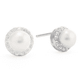 thumbnail image 1 of Marisol & Poppy Pearl and CZ Halo Studs in Sterling Silver for Women, 1 of 2