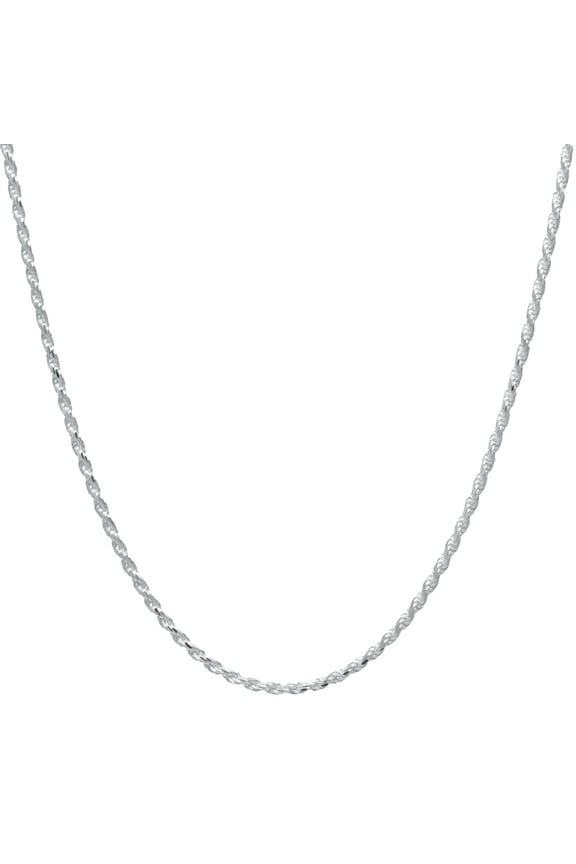 Rope Chain 18" in Sterling Silver Unisex for Adult and Teen