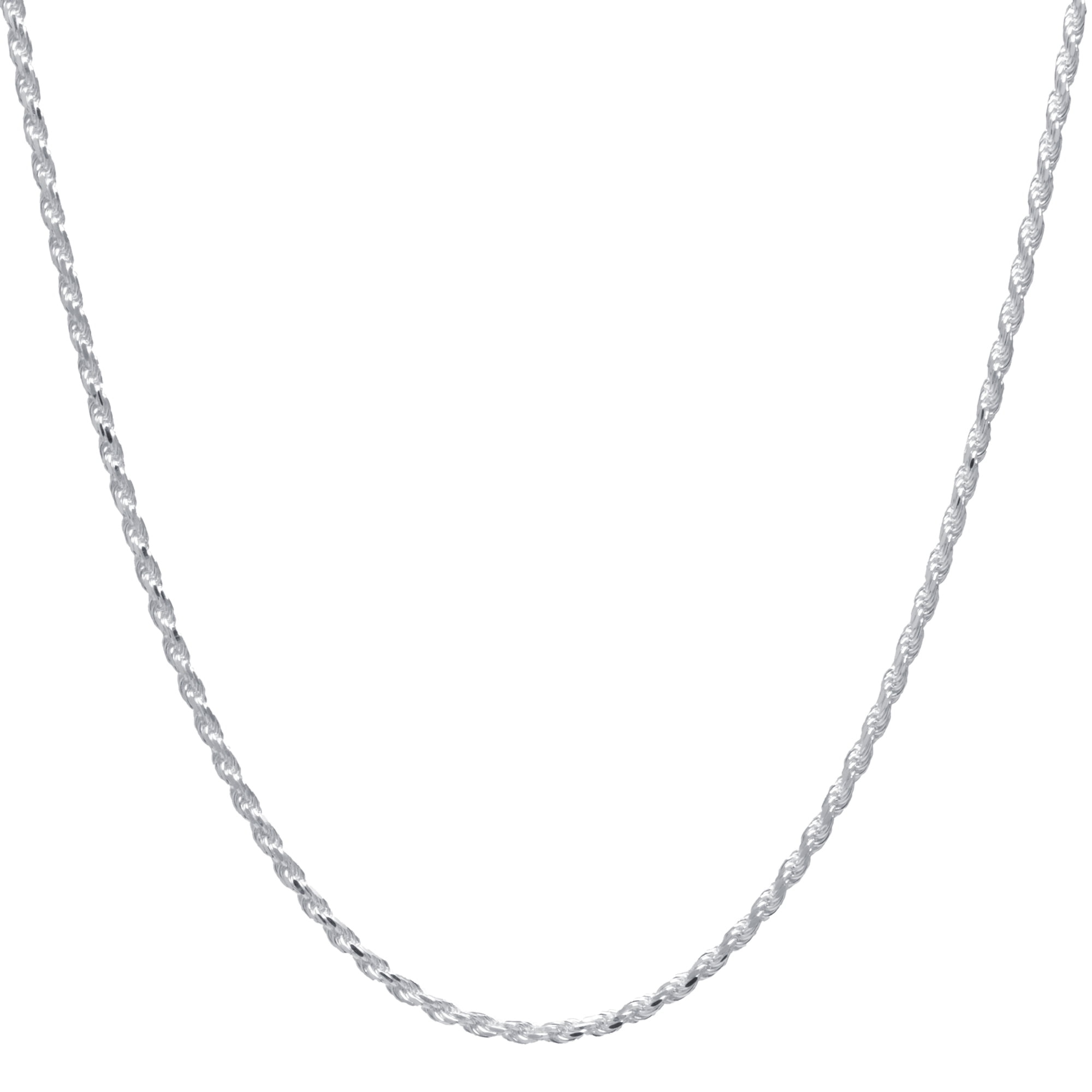 Marisol & Poppy Sterling Silver Rope Chain Necklace 20" For Men & Women, Adults & Teens
