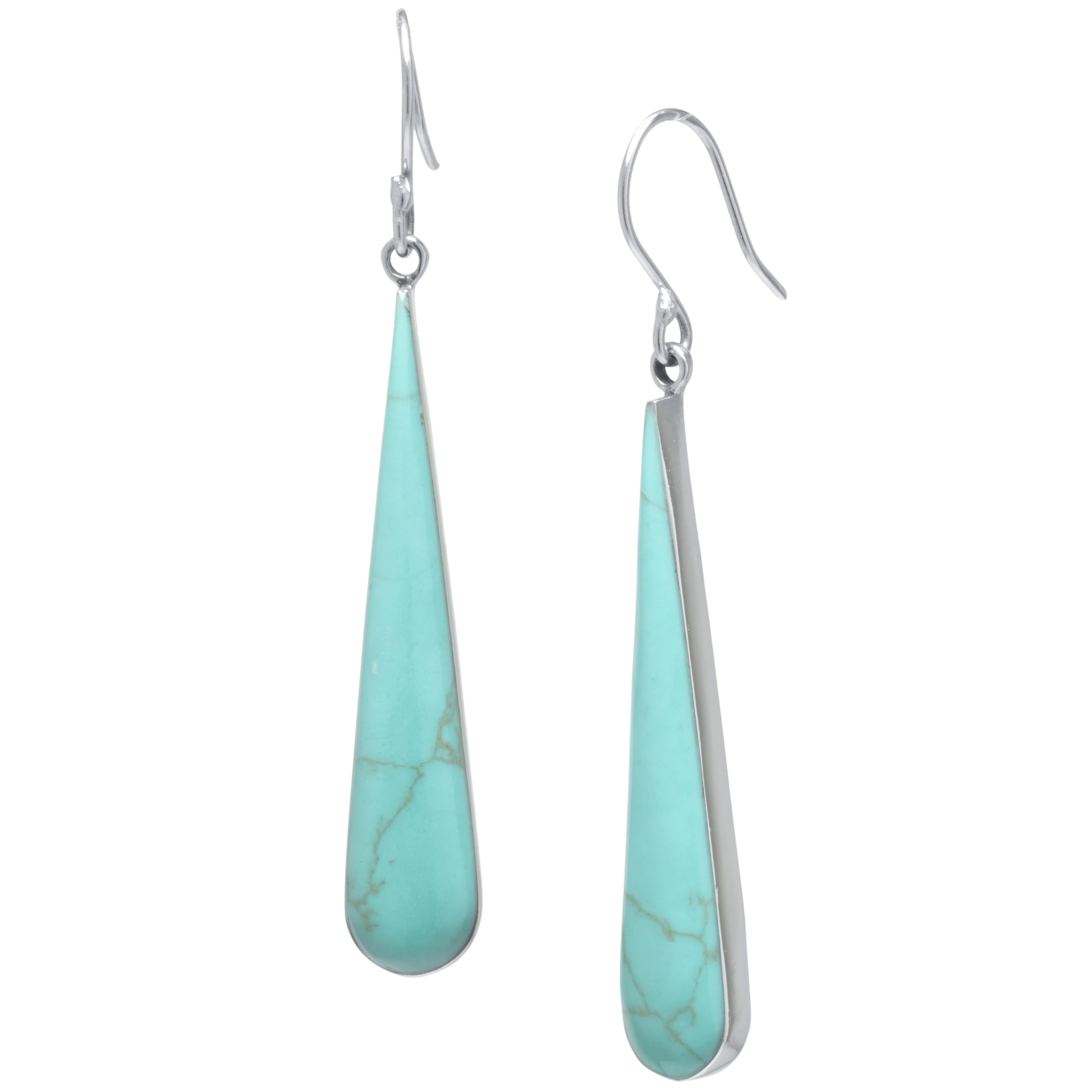 Marisol & Poppy Simulated Turquoise Teardrop Drop Earrings in Sterling Silver for Women & Teens, Fish Hook Backing