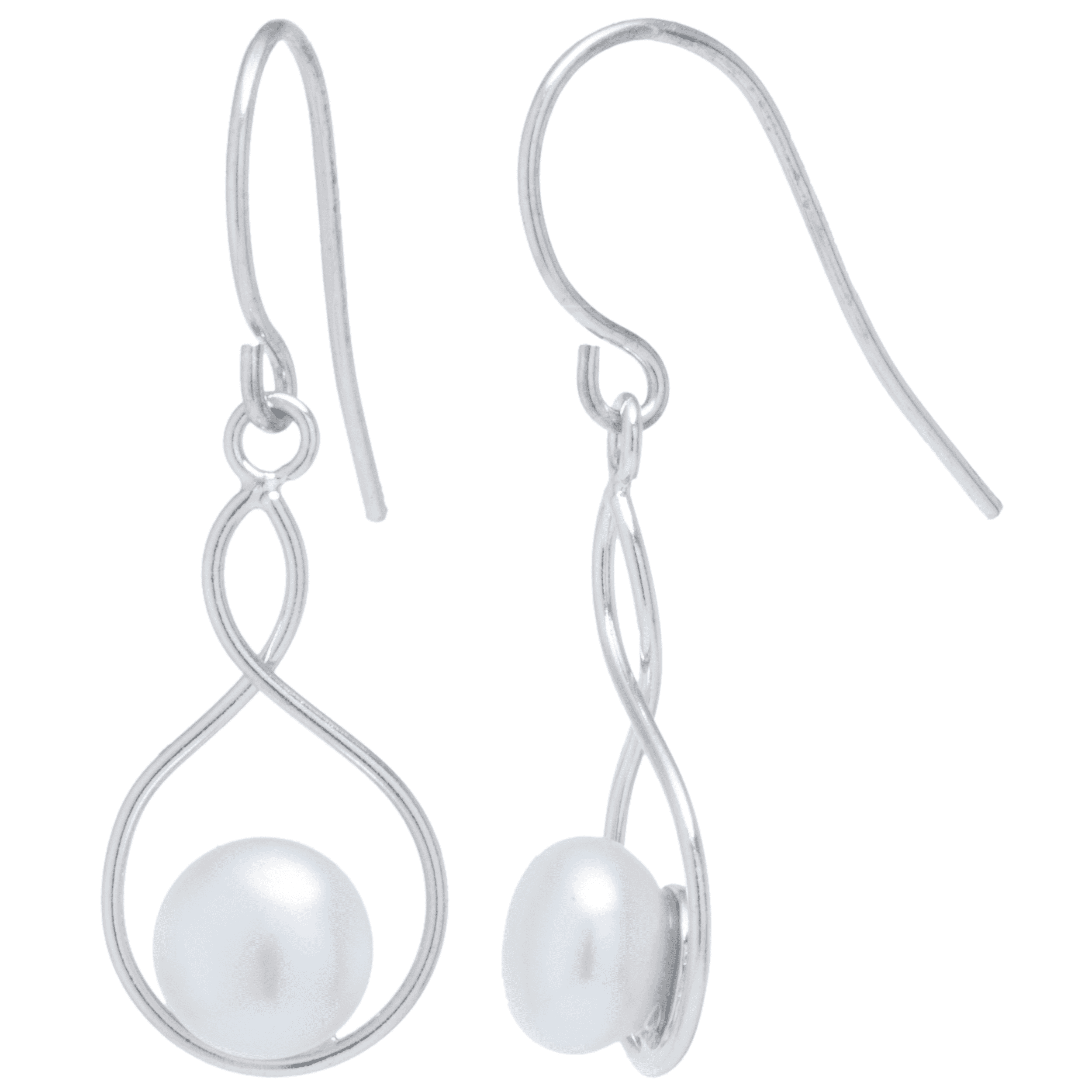Marisol & Poppy Twisted Pearl Drop Earrings in Sterling Silver for Women