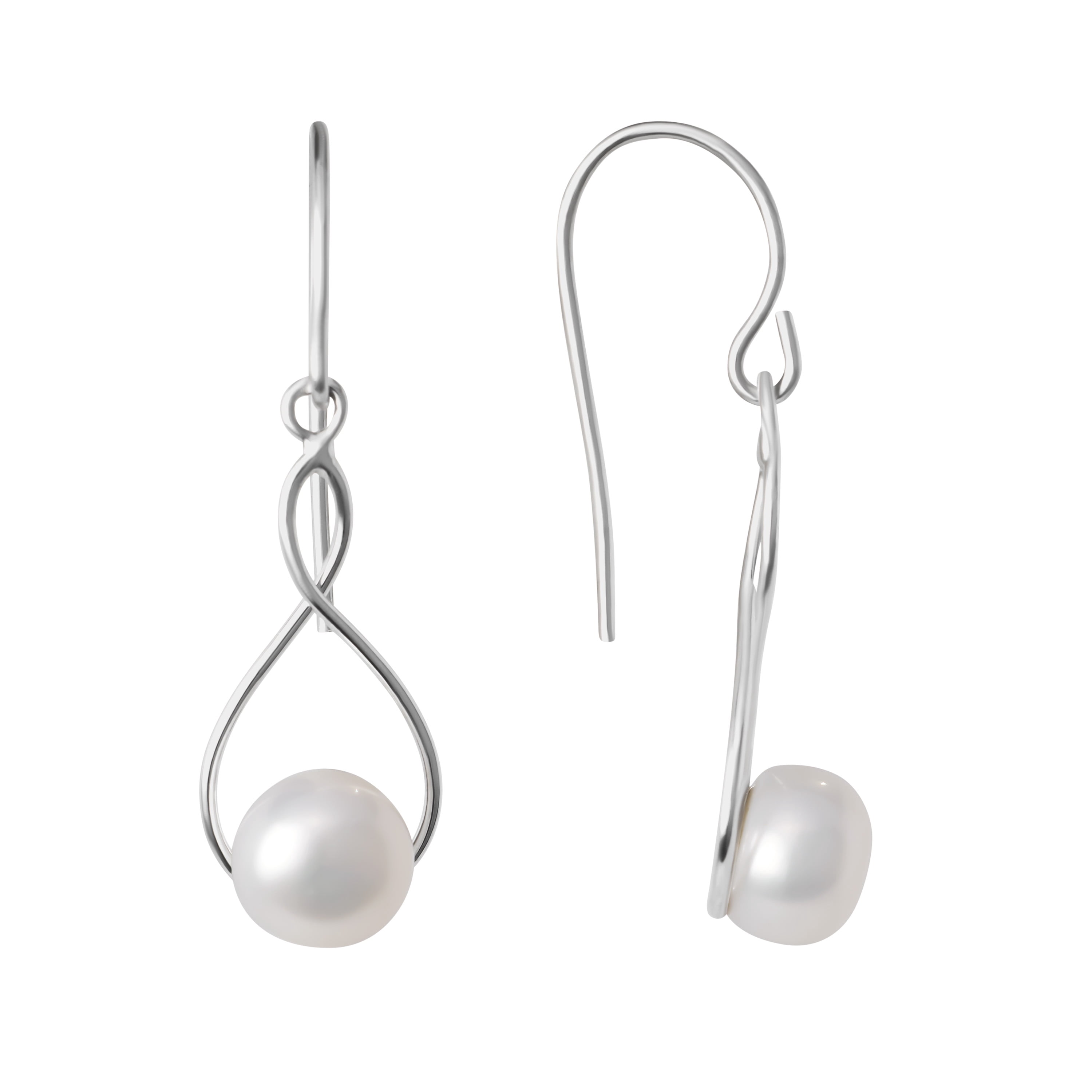 Marisol & Poppy Simulated Pearl Drop Earrings in Sterling Silver for Women & Teens, Fish Hook Backing