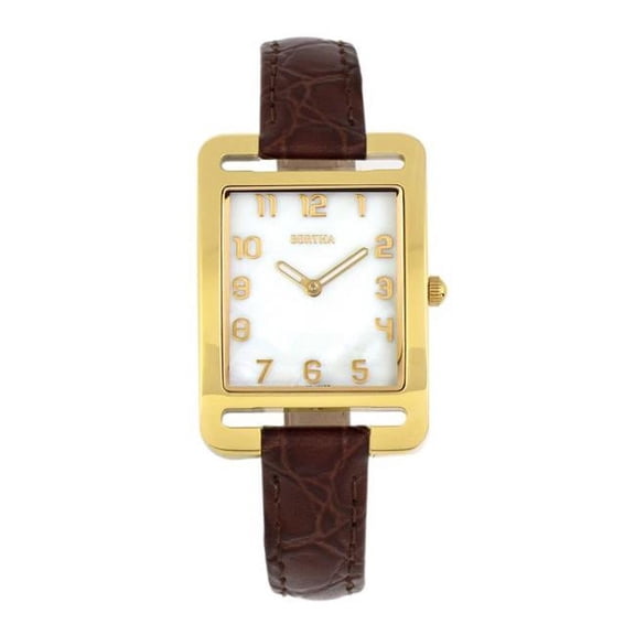 Marisol Swiss Mop Leather-Band Watch - Dark Brown