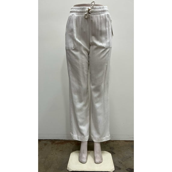 Marissa Olivia Womens pull on front panel pockets elastic waist draw string Pants , White , L