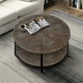 Maritcute 31.5" Round 2Tier Coffee Table with Metal Leg Farmhouse