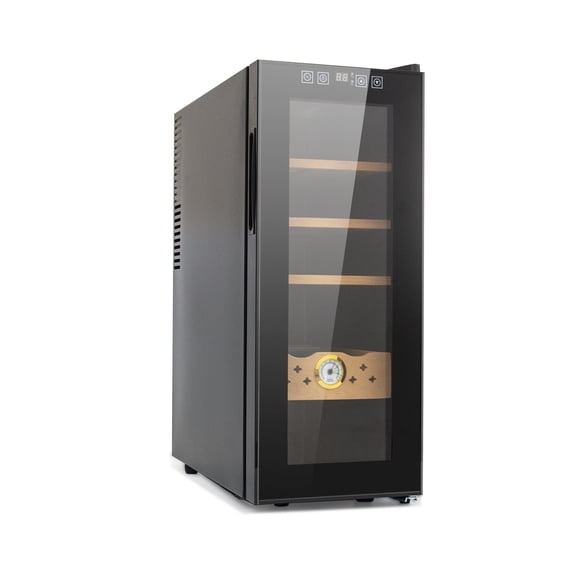 Maritcute 35L LED Lighted Cigar Humidor for 250 Cigars, Temperature Adjustable Cigar Digital Display Storage Cabinet with Spanish Cedar Wood Shelves for Men Gifts Black
