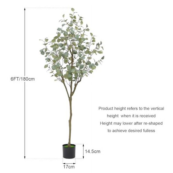 Maritcute 4FT Artificial Eucalyptus Tree for Home Decor, Eucalyptus Tree Artificial with Realistic Trunk and Lifelike Leaves, Faux Eucalyptus Tree in Pot for Office Home Decor