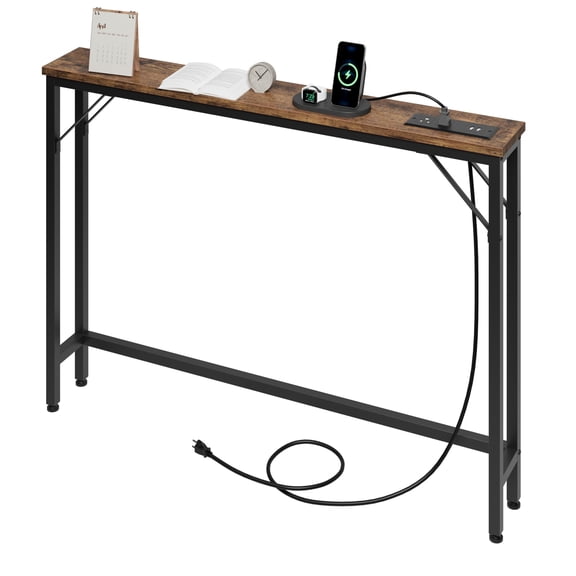 Maritcute 5.9" Narrow Console Table, Behind Couch Table for Living Room, Sofa Table with Metal & MDF, Industrial Hallway Table for Entryway