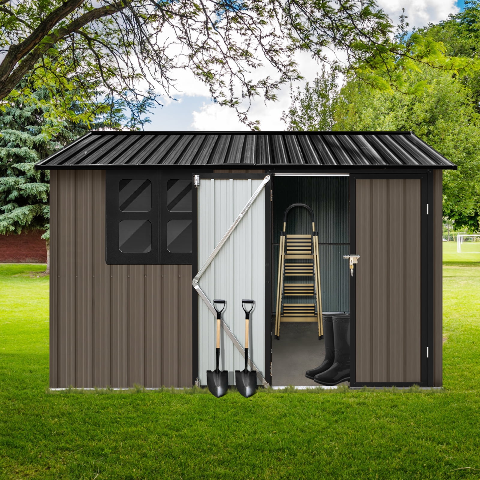 Maritcute 6x8FT Outdoor Metal Storage Shed - Waterproof Garden Shed ...