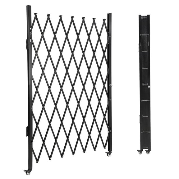 Maritcute 85" H x 95" W Folding Security Door - Single Steel Accordion Gate with 360° Rolling Wheel for Courtyards and Garages