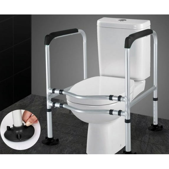 Maritcute Adjustable Toilet Safety Rails - Metal Hand Rails for Elderly, Disabled, Pregnant (330lbs Capacity)
