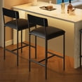 thumbnail image 1 of Maritcute Bar Stools Set of 2, Kitchen Bar Stools with Footrest, PU Upholstered Counter Height Barstools, Bar Chairs with Back for Kitchen Island, Apartment, Counter Bar, Easy Assembly, 1 of 9