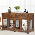thumbnail image 1 of Maritcute Dog Crate End Table - 58" Wooden Kennel, 5 Doors, Large Capacity Drawers, for Small/Medium/Large Dogs,Rustic Brown, 1 of 9