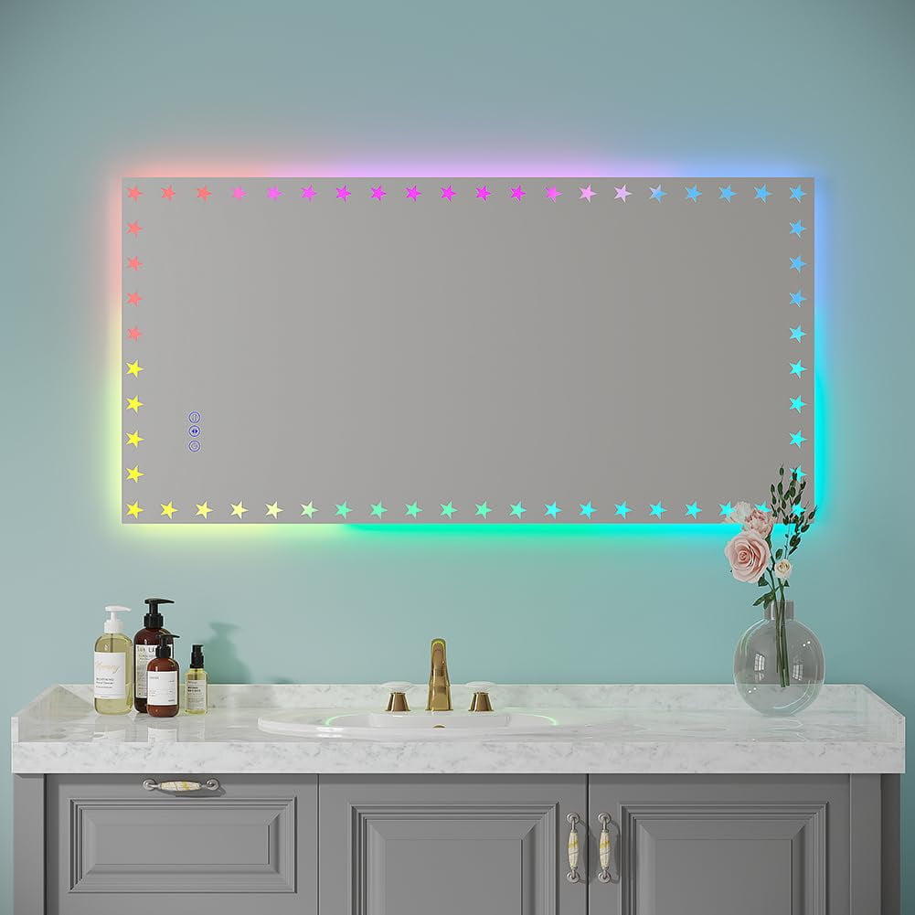 Maritcute LED Bathroom Mirror With Lights Backlit RGB Color Changing ...